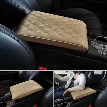 Comfort Drive | Leather Car Armrest Cushion with Memory Foam Support | Ergonomic Design for Driving Comfort