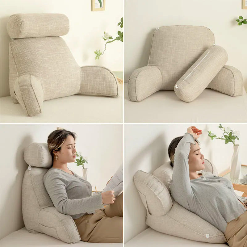 Comfort Haven | Lumbar Support Pillow with Adjustable Headrest & Armrests | Back Cushion for Relief from Back Pain