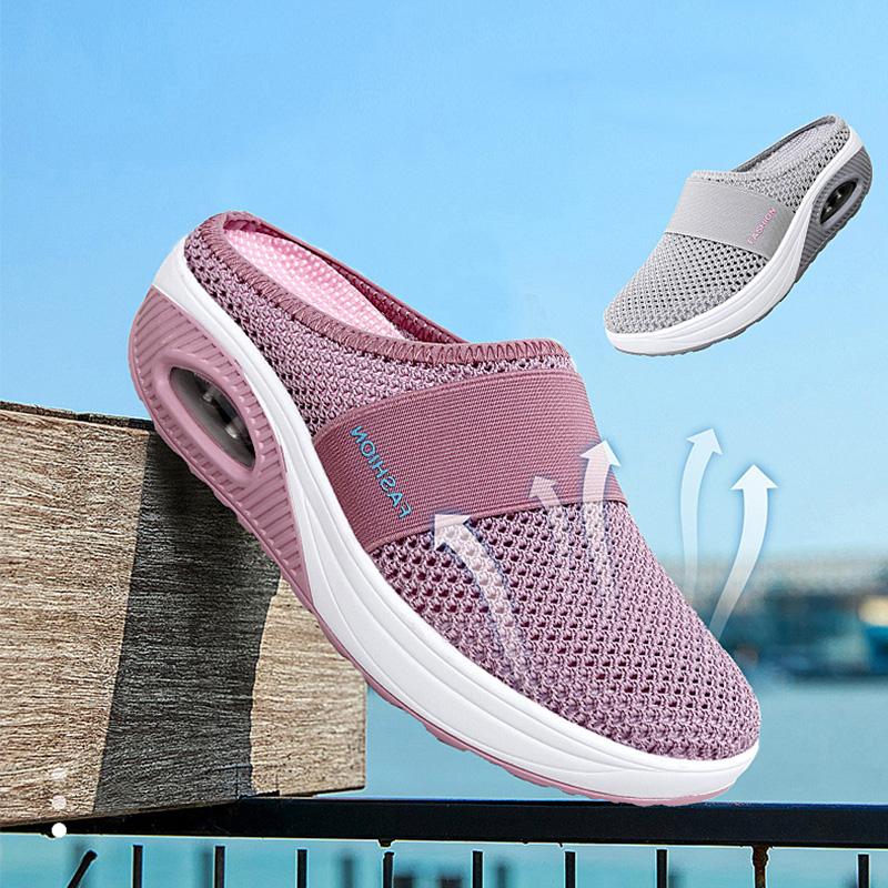 Orthopedic Slippers Women Men Air Cushion Arch Support House Shoes Indoor Outdoor Lightweight EVA Sole Diabetic Footwear Breathable Mesh