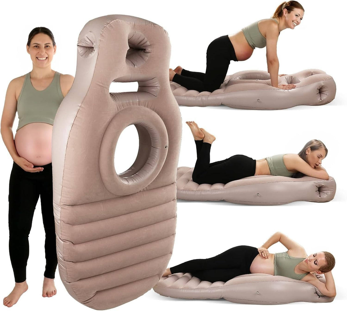 Inflatable Pregnancy Pillow, Stomach Sleeper Pillow with Belly Cutout, Adjustable Maternity Pillow with 2 Air Chambers