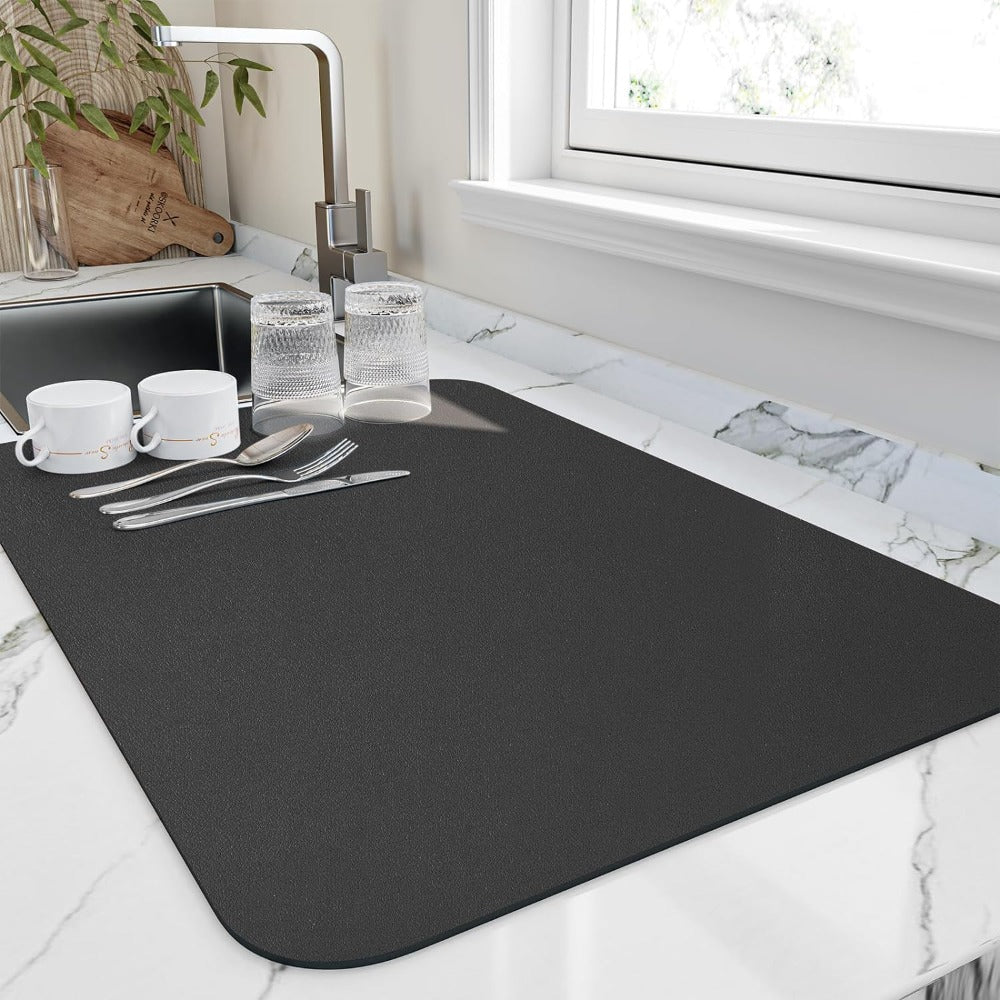 Compact Kitchen Dish Drying Mat with Super Absorbent Diatomite for Rapid Drying
