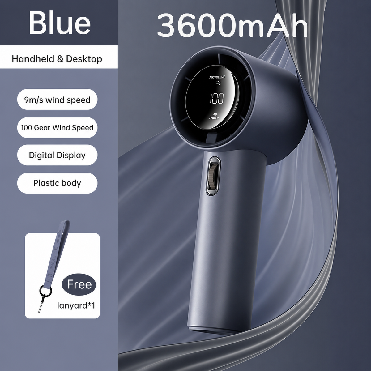 Portable Fan Handheld Rechargeable, Metal Mini Handheld Fan with Digital Display, Cool Fan for Summer Travel