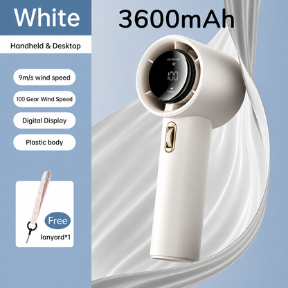 Portable Fan Handheld Rechargeable, Metal Mini Handheld Fan with Digital Display, Cool Fan for Summer Travel