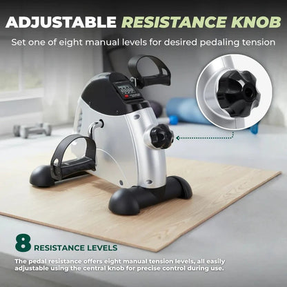 Leg Exerciser Machine, Pedal Exerciser with LCD Display and 8 Resistance Levels, Mini Exercise Bike for Arm and Leg