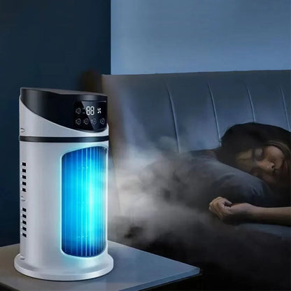 Portable Air Cooler with Humidifier, Evaporative Cooling Fan for Bedroom and Office, Compact Desk Fan for Home