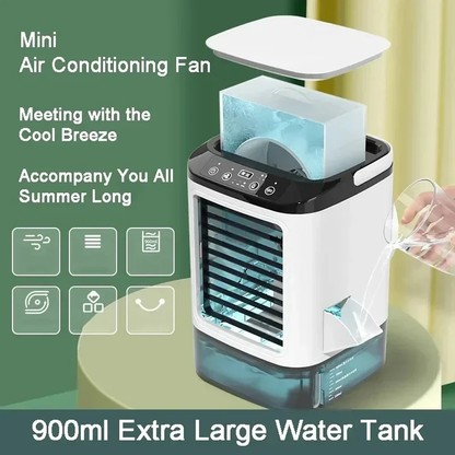 Small Room Air Conditioner, Compact Portable Air Cooler with 3 Fan Speeds, Quiet Mini Air Conditioner for Bedroom