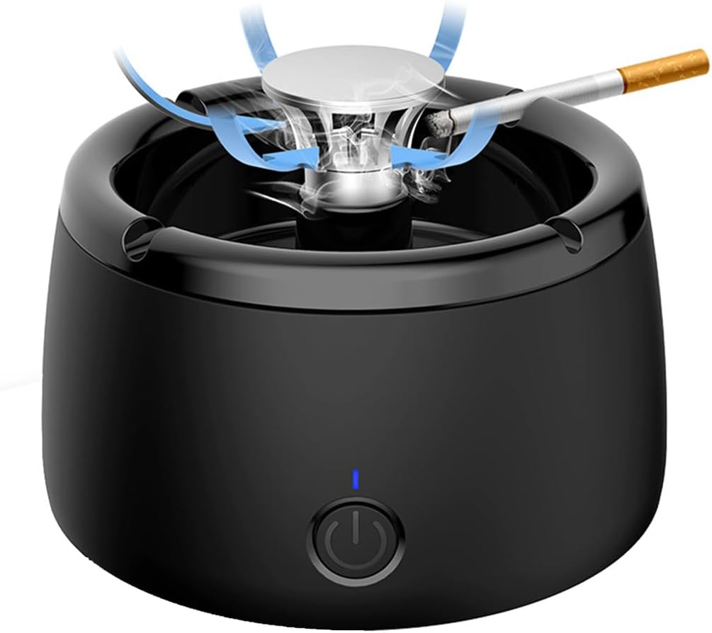 Smokeless Ashtray with Fan and Triple Filter, Cigarette Ashtray for Home and Office, USB Tabletop Smoking Accessory