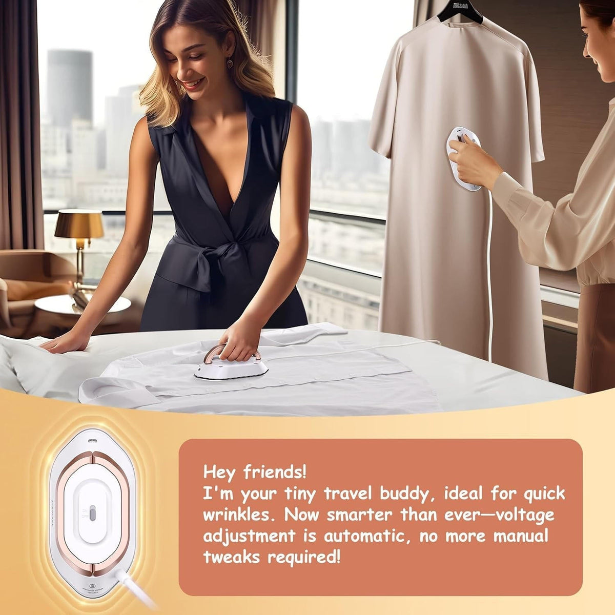Compact Travel Iron | Dual Voltage Lightweight Design with Rapid Heat