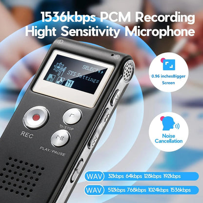 Compact Voice Recorder | Voice Activated Audio Recorder with High-Quality Capture | Portable Device for Efficient Sound Recording