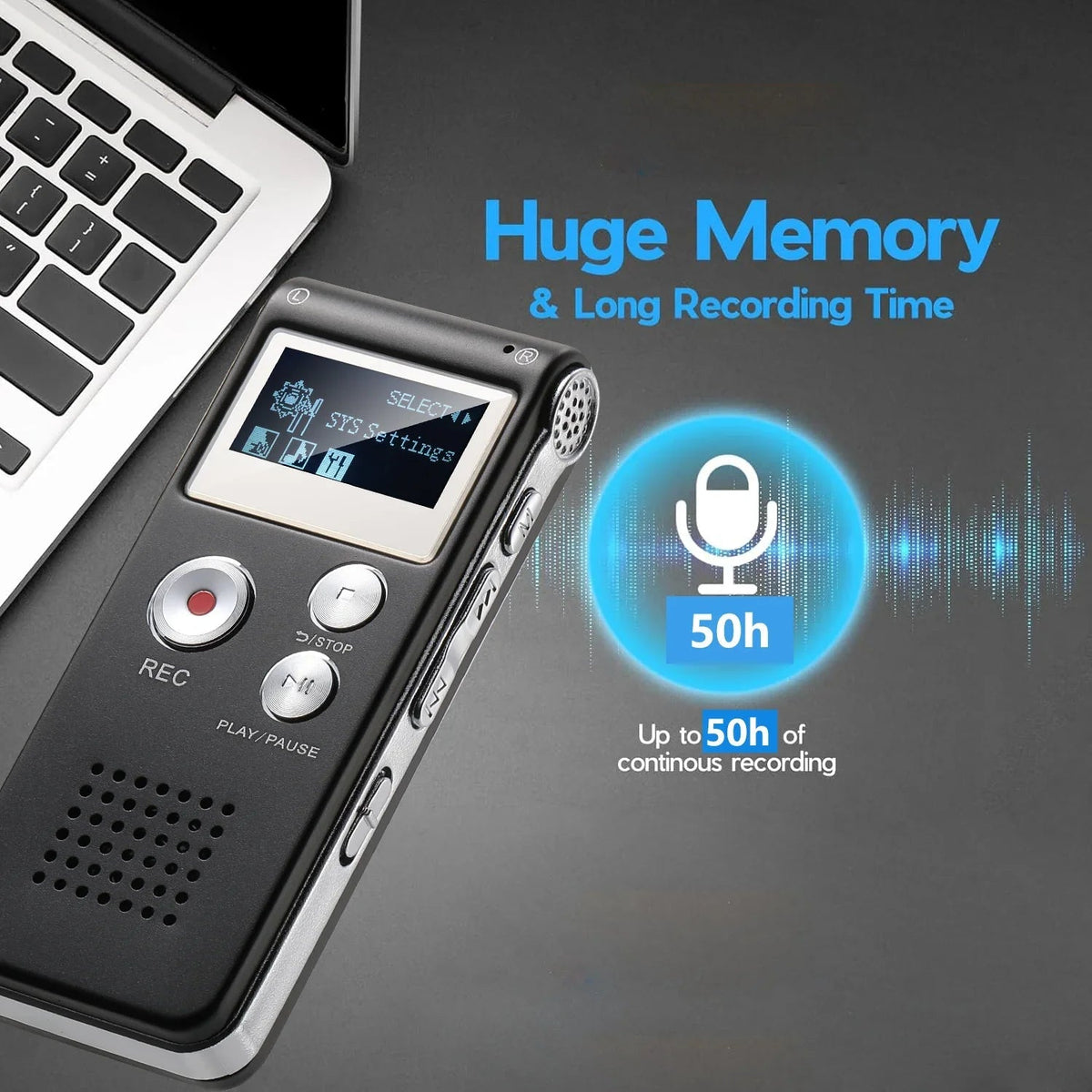 Compact Voice Recorder | Voice Activated Audio Recorder with High-Quality Capture | Portable Device for Efficient Sound Recording
