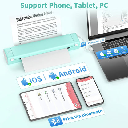 Compact Wireless Bluetooth Thermal Printer for Clear Printing Anywhere