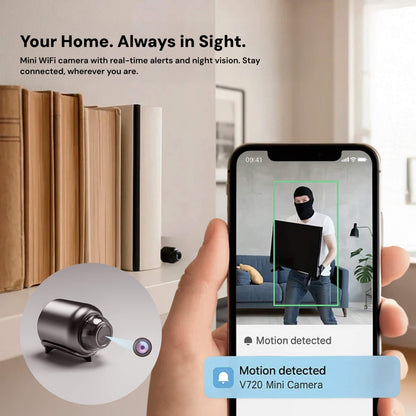 Compact Wireless Security Camera System with 1080P Video & Night Vision | Discreet Indoor Monitoring for Enhanced Home Security