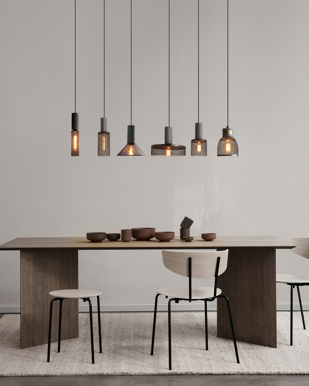 Industrial Concrete Hanging Light Fixture with Metal Accent for Dining Room, Kitchen Island & Bedroom – Adjustable Cord, E26 Socket, Modern
