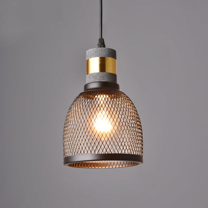 Industrial Concrete Hanging Light Fixture with Metal Accent for Dining Room, Kitchen Island & Bedroom – Adjustable Cord, E26 Socket, Modern