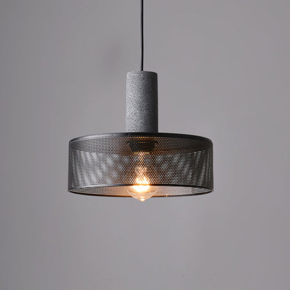 Industrial Concrete Hanging Light Fixture with Metal Accent for Dining Room, Kitchen Island & Bedroom – Adjustable Cord, E26 Socket, Modern