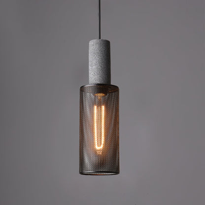 Industrial Concrete Hanging Light Fixture with Metal Accent for Dining Room, Kitchen Island & Bedroom – Adjustable Cord, E26 Socket, Modern