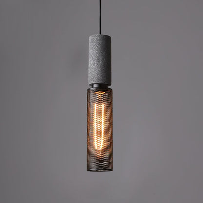 Industrial Concrete Hanging Light Fixture with Metal Accent for Dining Room, Kitchen Island & Bedroom – Adjustable Cord, E26 Socket, Modern
