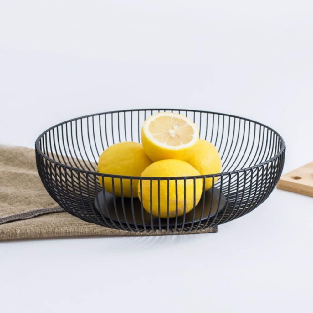 Contemporary Metal Fruit Basket in Black – High-Quality Iron Storage Solution for Modern Kitchens, Large Capacity Design