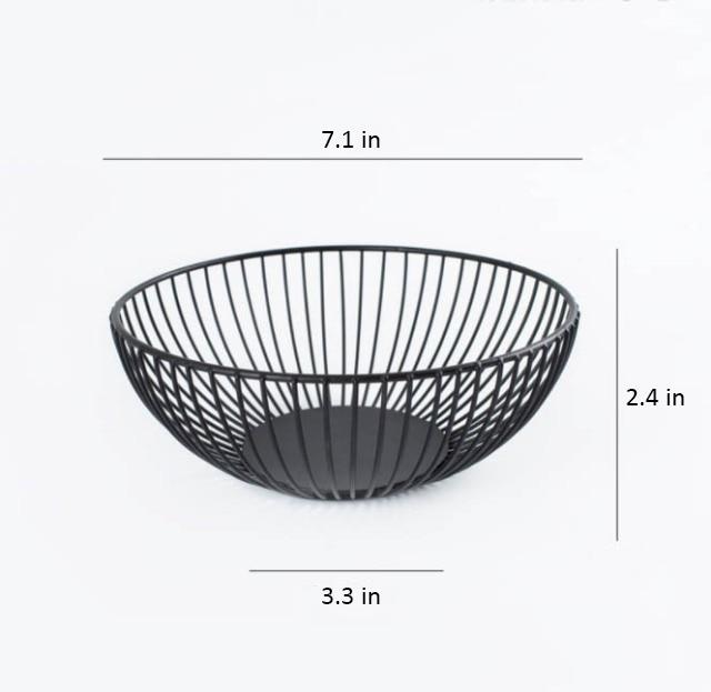 Contemporary Metal Fruit Basket in Black – High-Quality Iron Storage Solution for Modern Kitchens, Large Capacity Design