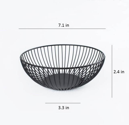 Contemporary Metal Fruit Basket in Black – High-Quality Iron Storage Solution for Modern Kitchens, Large Capacity Design