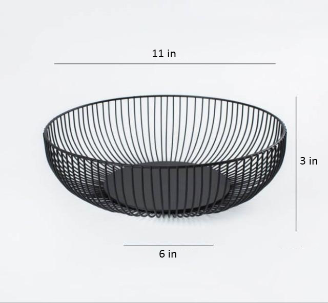 Contemporary Metal Fruit Basket in Black – High-Quality Iron Storage Solution for Modern Kitchens, Large Capacity Design