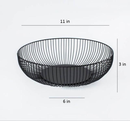 Contemporary Metal Fruit Basket in Black – High-Quality Iron Storage Solution for Modern Kitchens, Large Capacity Design