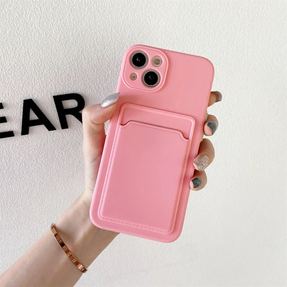 iPhone Silicone Case with Card Slot – Shock-Absorbing Protection with 1-2 Card Holder Pocket for iPhone 17 Pro Max 16 15 Plus – Raised
