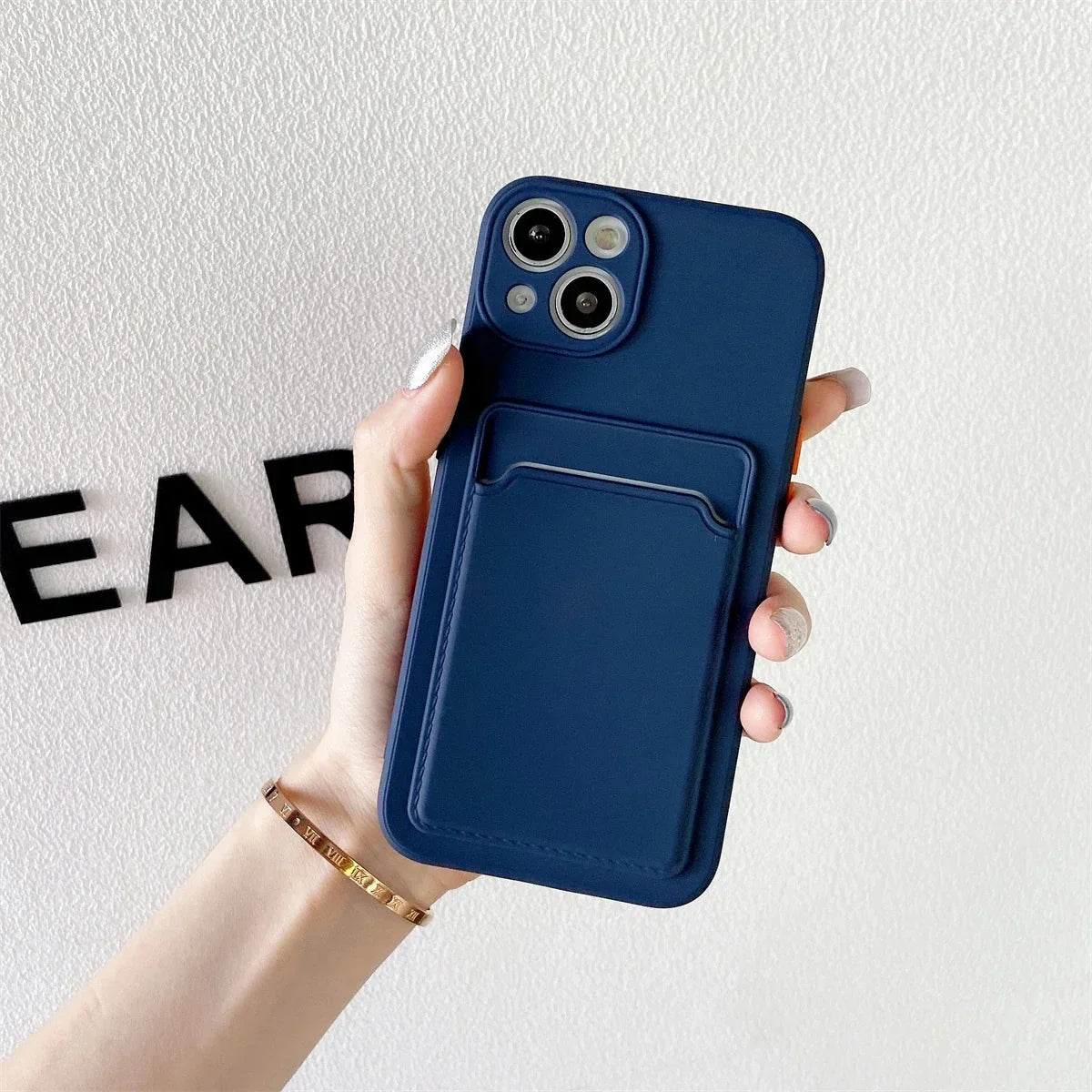 iPhone Silicone Case with Card Slot – Shock-Absorbing Protection with 1-2 Card Holder Pocket for iPhone 17 Pro Max 16 15 Plus – Raised