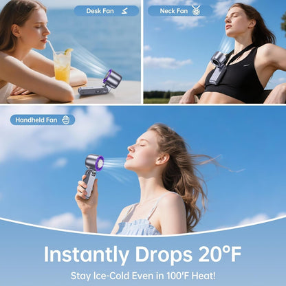 Cooling Breeze | Portable Misting Fan with Ice Cooling Technology | Adjustable Turbo Speeds for Instant Relief