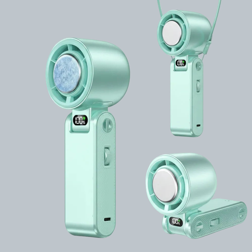 Cooling Breeze | Portable Misting Fan with Ice Cooling Technology | Adjustable Turbo Speeds for Instant Relief