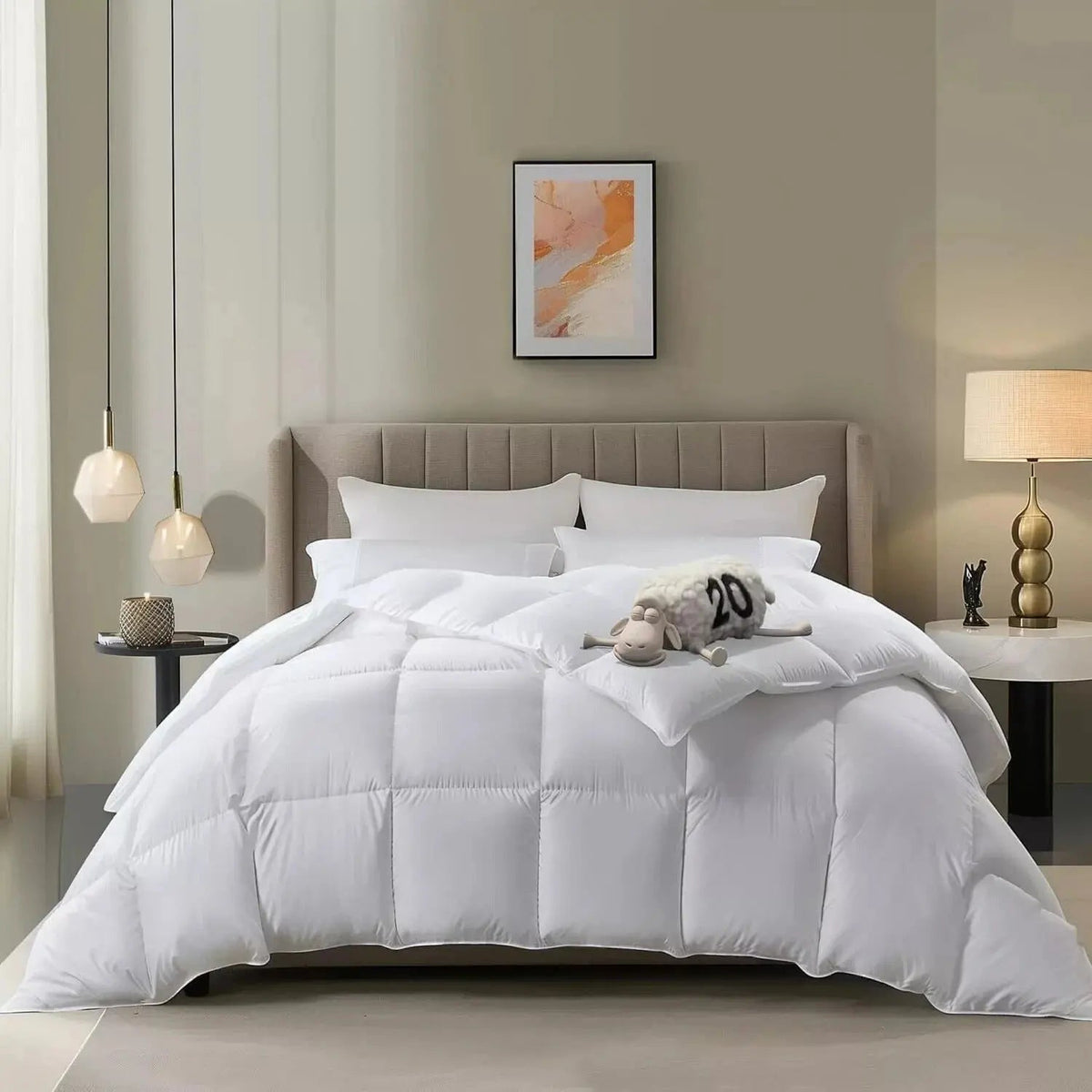 Cooling Comforter | Goose Down Bedding Set with Breathable Design | All-Season Comfort for a Restful Sleep