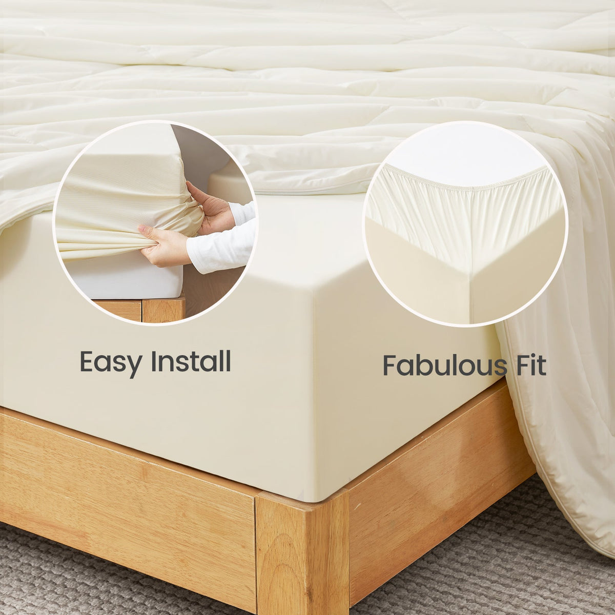 Cooling Fitted Sheet Set | Advanced Japanese Fabric with Deep Pockets | Breathable Bedding for Hot Sleepers