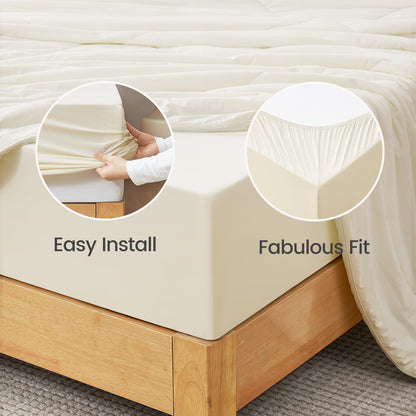 Cooling Fitted Sheet Set | Advanced Japanese Fabric with Deep Pockets | Breathable Bedding for Hot Sleepers