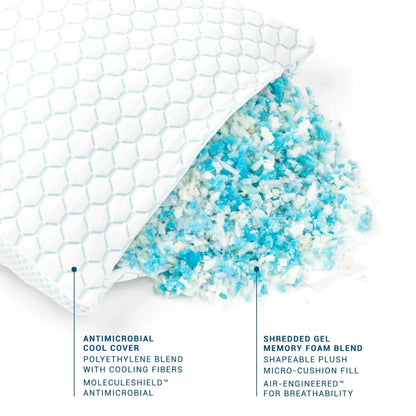 Cooling Shredded Memory Foam Pillow with Adjustable Fill | Best Pillow for Side Sleepers and Neck Pain