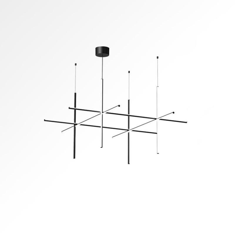 Geometric Grid Ceiling Light Fixture for Dining Room & Open Spaces | Adjustable Height LED Chandelier | Modern Aluminum Track System | Multi