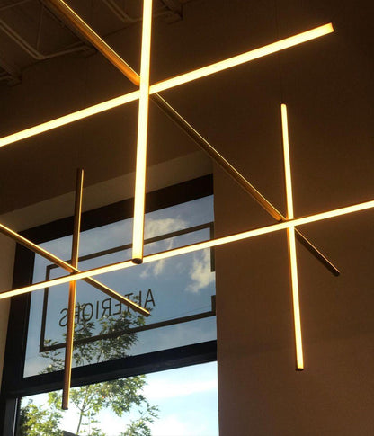 Geometric Grid Ceiling Light Fixture for Dining Room & Open Spaces | Adjustable Height LED Chandelier | Modern Aluminum Track System | Multi