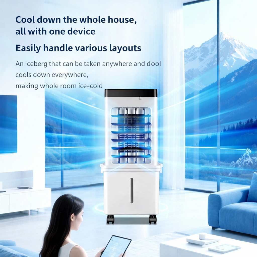 Compact Personal Evaporative Air Cooler with Humidifier & Purifier for Bedrooms, Offices & Small Spaces