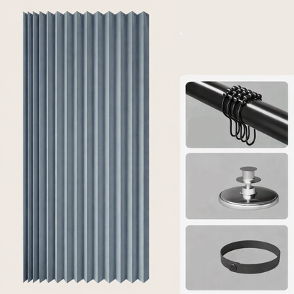 CURVASHIELD – Foldable Magnetic Accordion Shower Curtain Waterproof Design