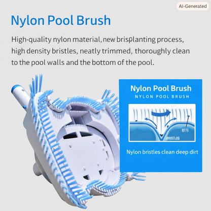 Weighted Pool Vacuum Head with Corner Bristles for Inground & Above-Ground Pools – Swivel Hose Fitting, ABS Frame, Quick-Clip Pole Mount