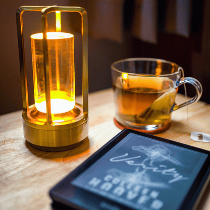 Rechargeable Crystal LED Lantern with Touch Dimmer & USB Port – Gold Silver Black Cordless Accent Lamp for Bedroom Nightstand Dining Table