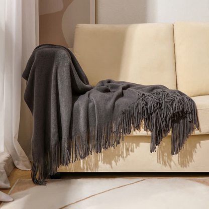 Cora Tassel Blanket - Chunky Knit Acrylic, Multi-Use