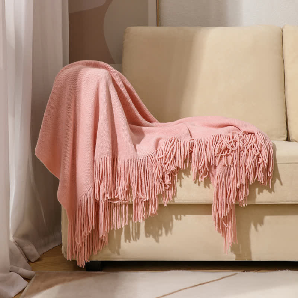 Cora Tassel Blanket - Chunky Knit Acrylic, Multi-Use