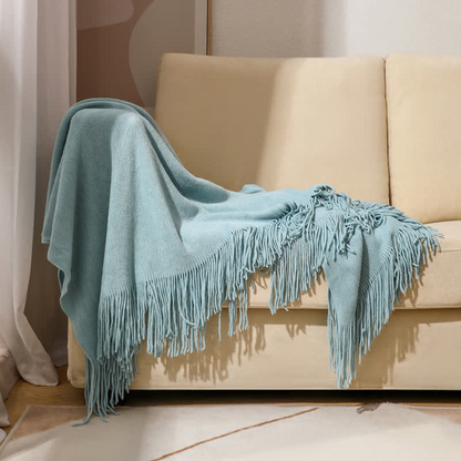 Cora Tassel Blanket - Chunky Knit Acrylic, Multi-Use