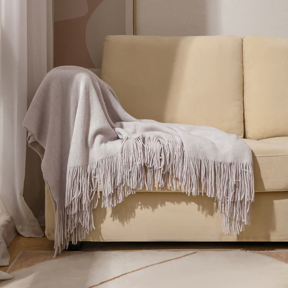 Cora Tassel Blanket - Chunky Knit Acrylic, Multi-Use