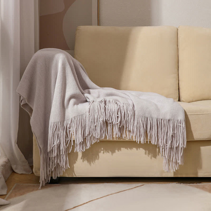 Cora Tassel Blanket - Chunky Knit Acrylic, Multi-Use