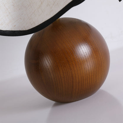 Wooden Desk Lamp with Fabric Shade for Bedroom Nightstand Reading Light Home Office Study Table Lighting 12 in Diameter Ambient Glow Bulb No