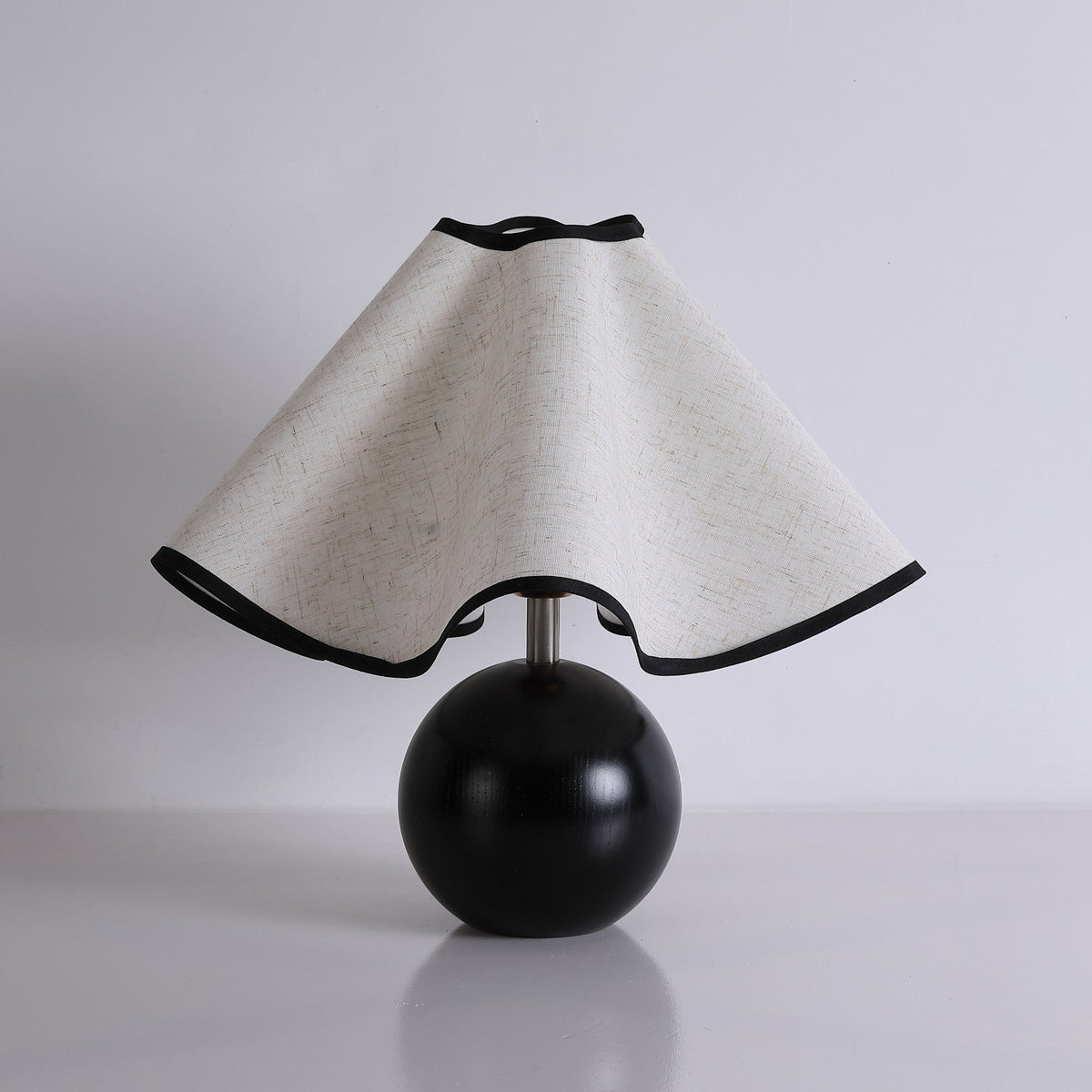 Wooden Desk Lamp with Fabric Shade for Bedroom Nightstand Reading Light Home Office Study Table Lighting 12 in Diameter Ambient Glow Bulb No