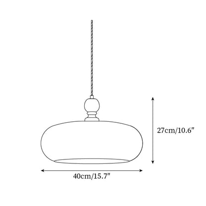 Glass Dome Ceiling Light 16-Inch Walnut Accent for Kitchen Island Dining Table Adjustable Height Modern Hanging Fixture