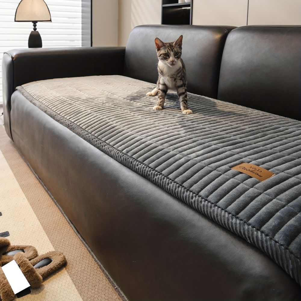 Quilted Sofa Cushion Protector – Microfiber Couch Seat Cover for Pet Hair Protection & Daily Wear, Machine Washable Furniture Shield for
