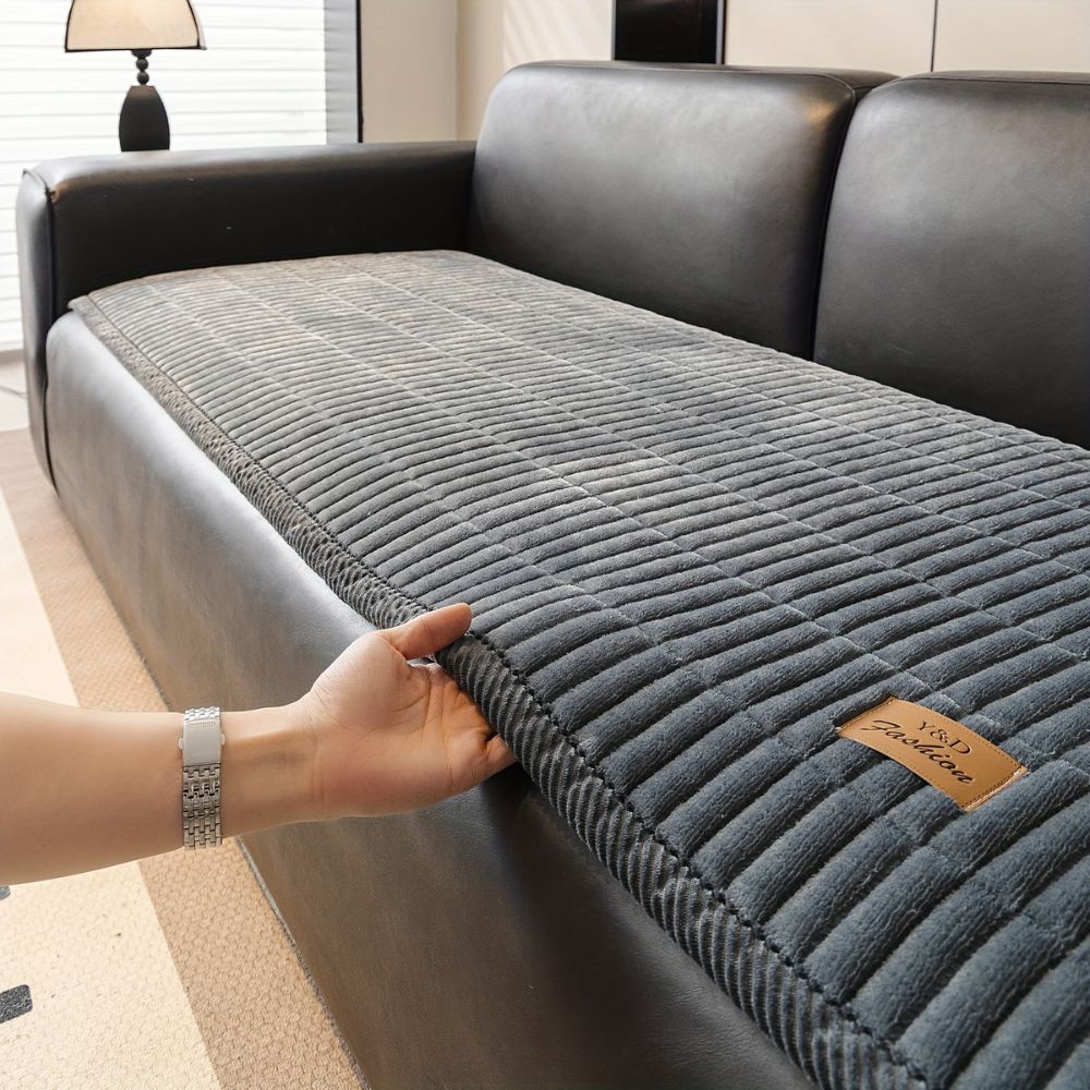 Quilted Sofa Cushion Protector – Microfiber Couch Seat Cover for Pet Hair Protection & Daily Wear, Machine Washable Furniture Shield for